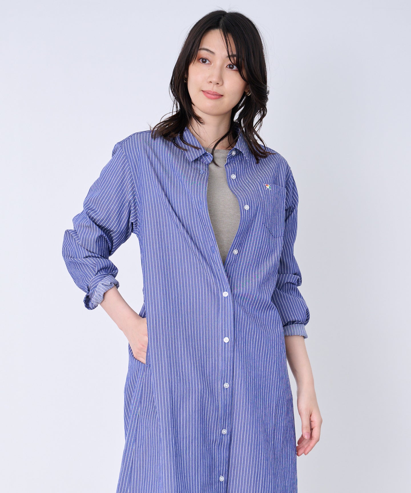 Arnold Palmer イージーケア ストライプ シャツワンピース